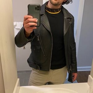 John Varvatos x Led Zeppelin Designer Black Leather Jacket